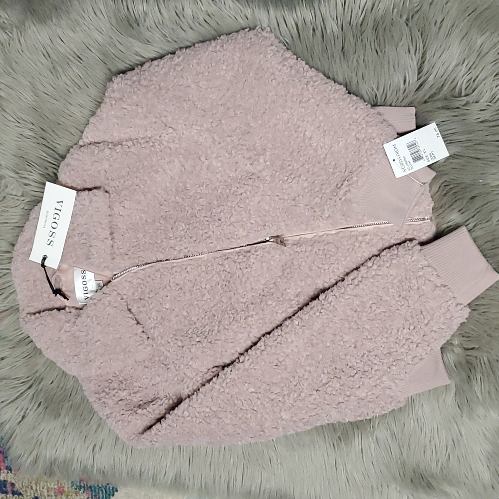 Vigoss Blush Teddy Bomber Jacket